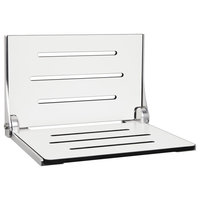 Silhouette Folding Wall Mount Shower Bench Seat, White Seat, Silver Frame