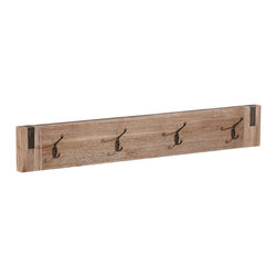 Alaterre Furniture - Woodstock Acacia Wood, Metal Inset Coat Hook, Brushed Driftwood - Coatracks And Umbrella Stands