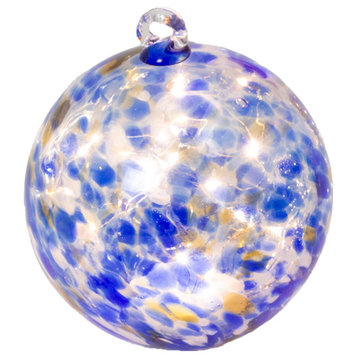 8" Solar Lighted Blue Handblown Glass Sphere
