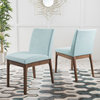 Oceanna Mid Century Modern Dining Chairs, Set of 2, Mint/Walnut, Fabric