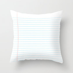 Notebook Paper Digital Watercolor School Chalk Throw Pillow by Corrie Jacobs - Decorative Pillows