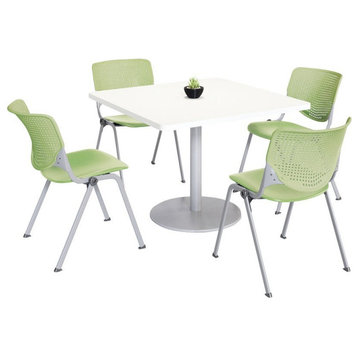 KFI 36" Square Dining Table - White Top - Kool Chairs - Lime Green