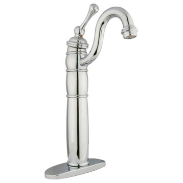 Tall Bathroom Vessel Faucet, Elegant Curved Spout & Single Lever Handle, Chrome