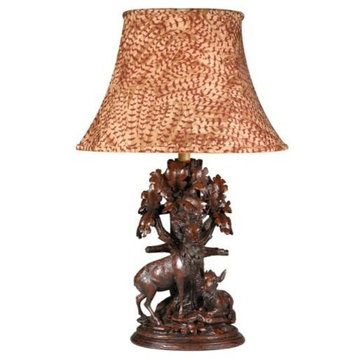 Sculpture Table Lamp Forest Monarchs Feather Fabric Hand Painted OK