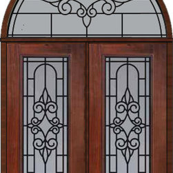 Prehung Transom Double Door 80 Fiberglass Salento Full Lite - Front Doors
