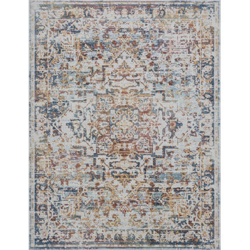 Laine Traditional Oriental Area Rug, Navy, 4'x5'