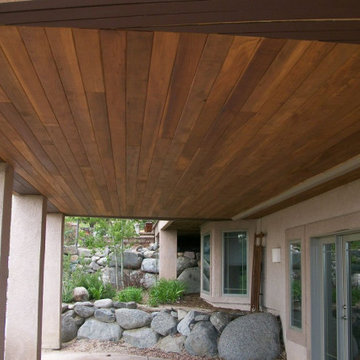 Redwood Ceiling on an Under-Deck Drainage System