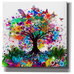 Epic Graffiti Kaleidoscope Tree White Giclee Canvas Wall Art