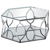 Best Master Brooke Hexagonal Clear Glass and Steel Frame Coffee Table in Silver