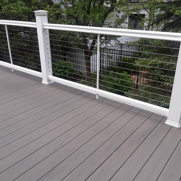 Silver Maple TimberTech Deck with white rails & horizontal cables in Naperville