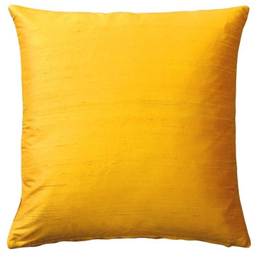 Pillow Decor Sankara Silk Throw Pillows 16"x16", Yellow