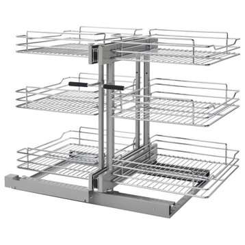 Steel 3-Tier Pull Out Organizer for Blind Corner Cabinets With Soft Close, 18"