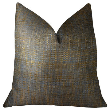 Vibrant Tazanite Blue and Brown Handmade Luxury Pillow, 12"x20"