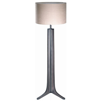 Forma - LED Floor Lamp - Burlap Shade, Oiled Walnut, Black Anodized Aluminum