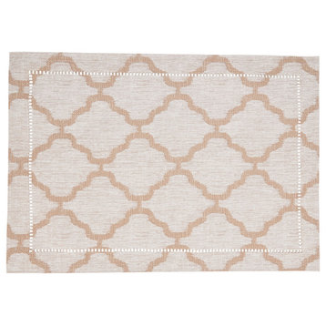 Placemats With Laser-Cut Hemstitch Design (Set of 4),Taupe, 14"x20"