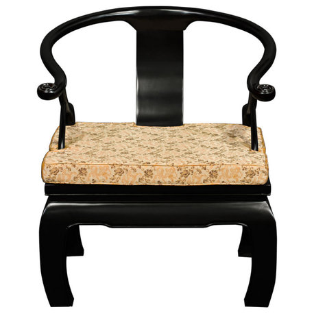 Black Elmwood Chow Leg Chinese Monk Chair