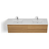 The Beacon Bathroom Vanity, Double Sink, 84", Natural Oak, Wall Mounted