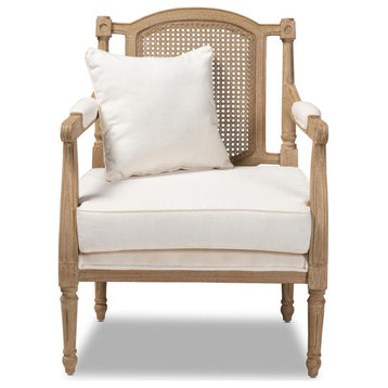 Baxton Studio Clemence French Provincial Ivory Fabric Upholstered...