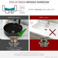 STYLISH Brushed Gold Standard Pop-Up Vessel Sink Drain with Overflow Set of 2