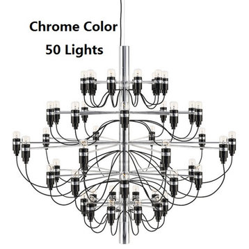Akari Suspension Chandelier Light, Chrome, 30 Heads