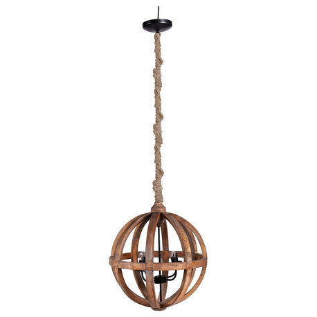 Pratt 4 Light Chandelier, Natural Wood