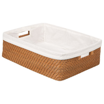 Laguna Rattan Shelf Basket With Liner, Honey Brown