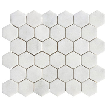 Marble Mosaics Arabescato Carrara 2" Hexagon 12”x12” Meshed Polished