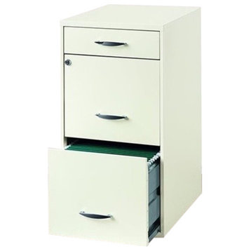 Trent Home 3-Drawer Contemporary Metal File Cabinet with Pencil-Drawer in White