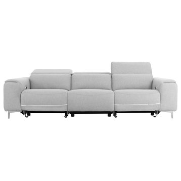 Stoney Contemporary Gray Fabric Sofa With Electric Recliners