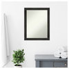 Rustic Pine Black Narrow Non-Beveled Wood Bathroom Wall Mirror - 21.5 x 27.5 in.