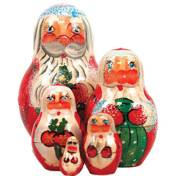 Russian 5 Piece Santa Nested Doll Set
