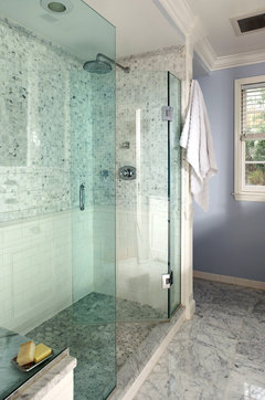 chair rail height on the shower wall