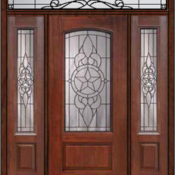 Prehung Side lights-Transom Door 80 Fiberglass Brazos Arch Lite - Front Doors