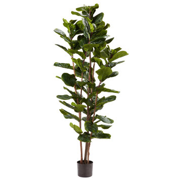 Pure Garden Artificial Fiddle Leaf Fig Tree 72" Faux Plant