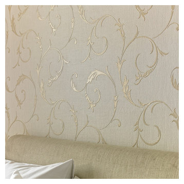 Athena Wallpaper, White Gold, 20x396