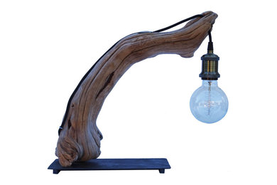 Lámpara de sobremesa madera a la deriva bombilla colgante driftwood