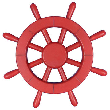 Red Ship Wheel 12'', Nautical Decoration, Nautical Wall Haning, Ship Wheel