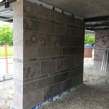 Masonry Pier Thin Stone Pinning Veneer Application