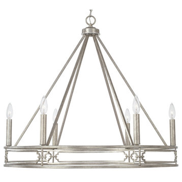 Capital Lighting 443461 Merrick 6 Light 31"W Taper Candle - Antique Silver