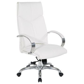 Deluxe Dillon Snow Executive Chair With Aluminum Base and Padded Arms, High Back