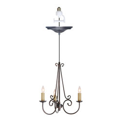 Screw-In Bronze Three-Light Chandelier Pendant - Chandeliers
