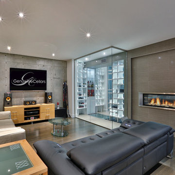 Contemporary Wine Cellar with Water Feature