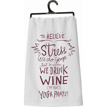 To Relieve Stress We Do Yoga, Kitchen Tea Towel