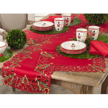 Pandoro Collection Christmas Tree Design Placemat, Set of 4, Red