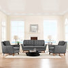 Modern Contemporary Urban Living Armchairs and Sofa Set, Gray Gray, Fabric
