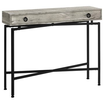 Accent Table 42"L, Gray Reclaimed Wood, Black Console