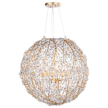 Cheshire Chandelier Large, Gold Leaf