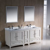Fresca Oxford 72" Antique White Double Sink Vanity Set w/ Side Cabinet