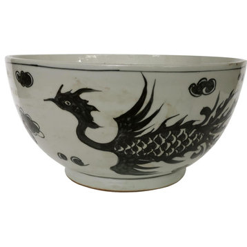 Bowl Phoenix Jar Vase Charcoal Black Ceramic Handmade Han