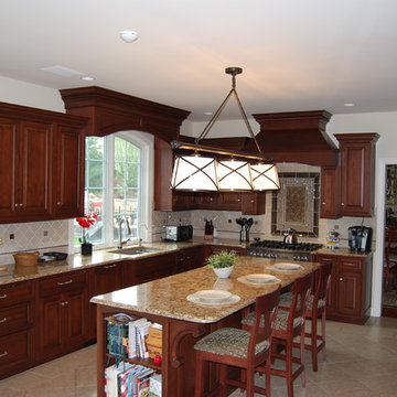 Traditional Cherry Beaded Inset Kitchen